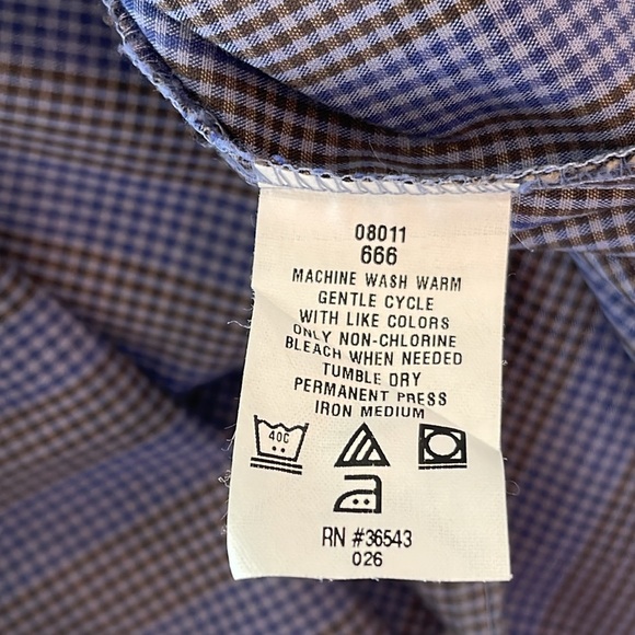 Kenneth Cole Reaction Button Down Dress Shirt Purple Brown Size 17 Regular Fit - Picture 11 of 11